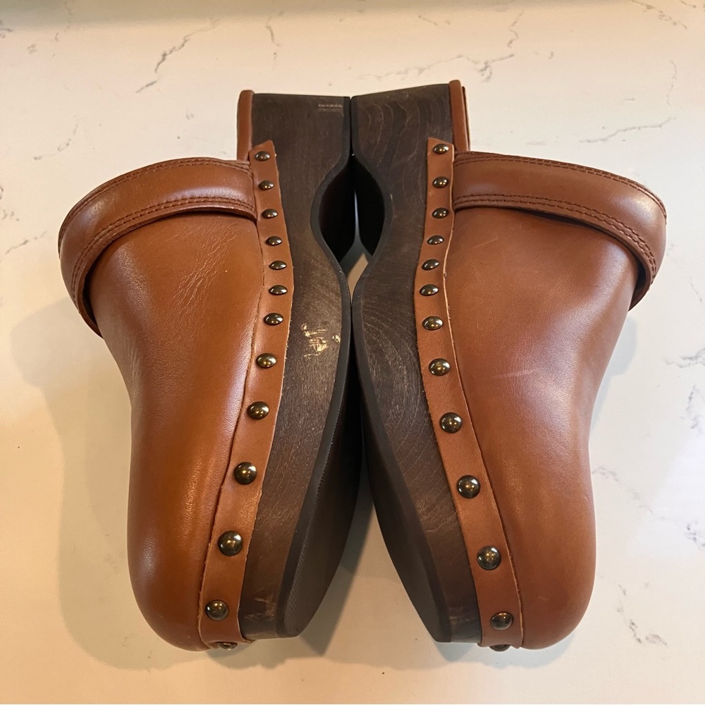 Madewell The Cecily Clog Leather Clogs Sz 6.5 Wood Bottom Studs Boho Comfort - Picture 6 of 13